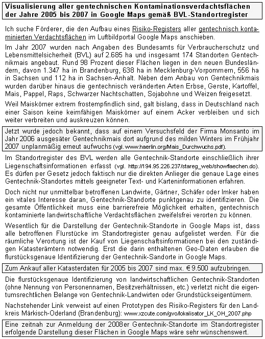 Risiko-Register Gentechnische Kontaminationsverdachtsfl�chen