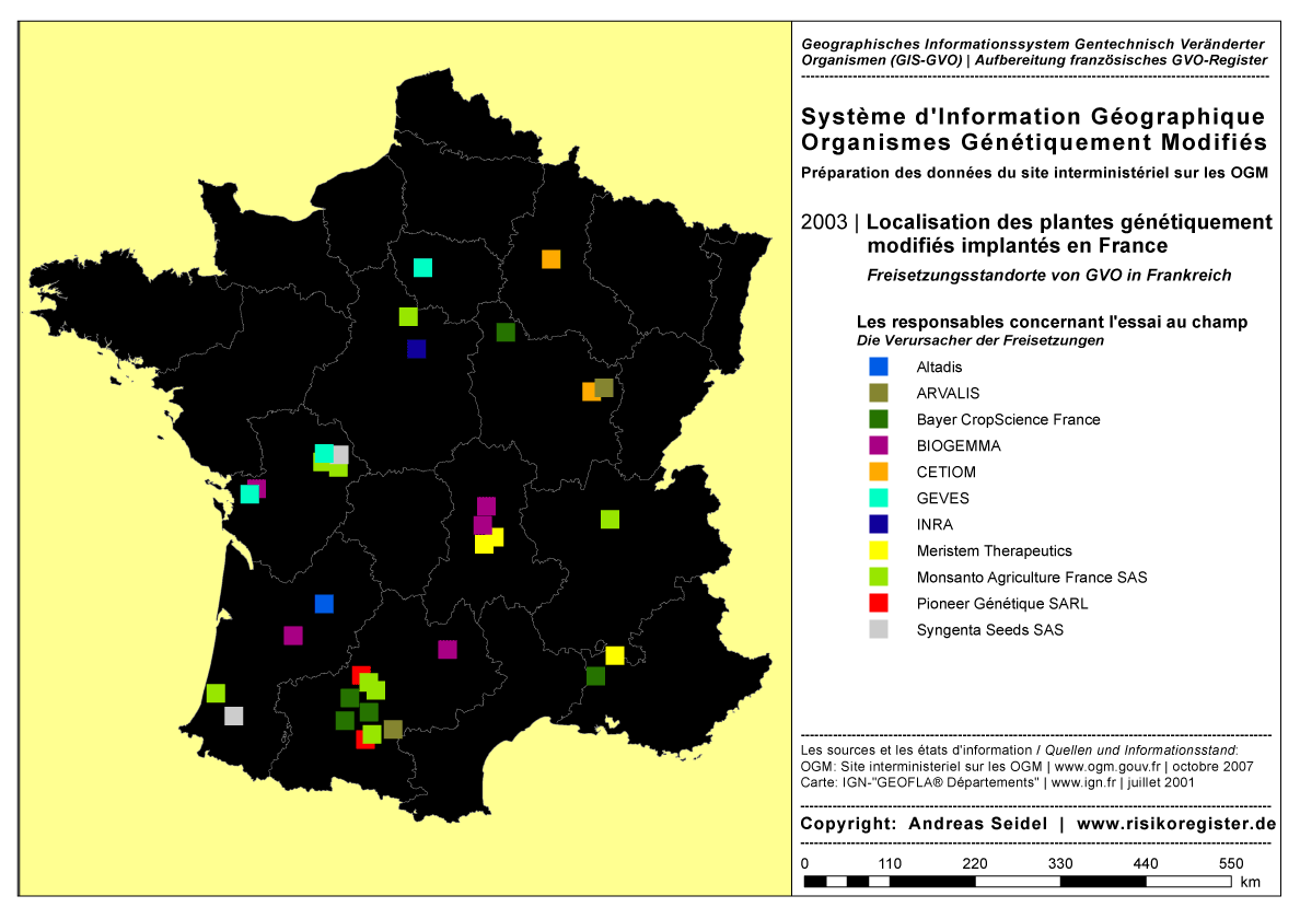 Organismes G�n�tiquement Modifi�s | Les responsables concernant l'essai au champ [2003]