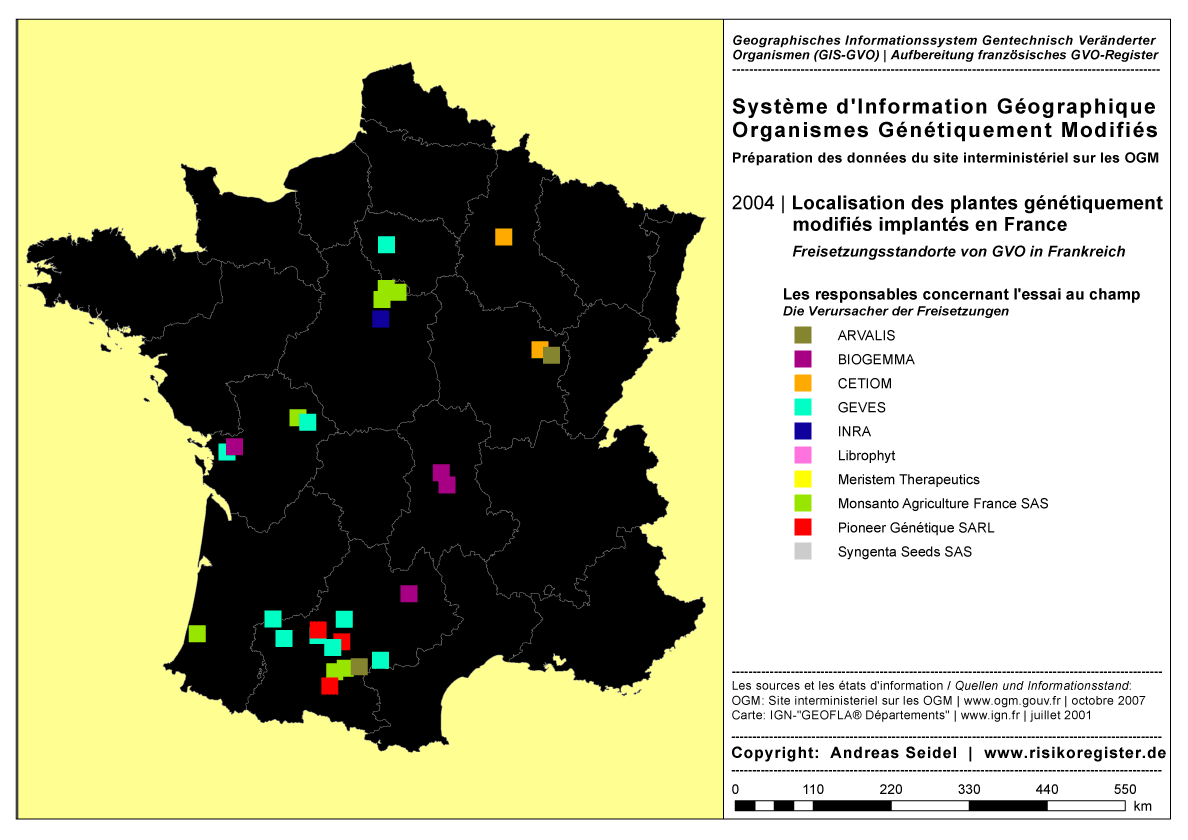 Organismes G�n�tiquement Modifi�s | Les responsables concernant l'essai au champ [2004]