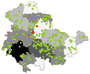 Thringen | Anteil kolandbau an der landwirtschaftlichen Nutzflche pro Kreis [2005], Anbau + Freisetzung von GVO [2007]